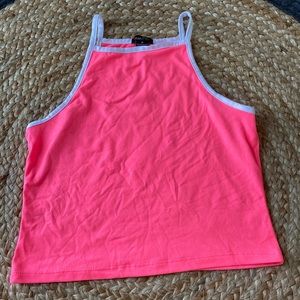 Neon pink halter top crop top.